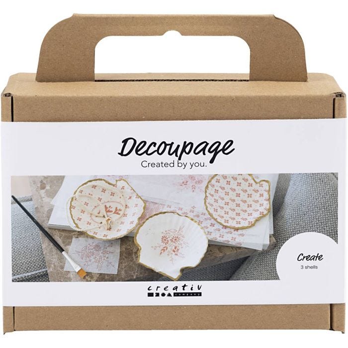 Mini DIY Kit Decoupage, Muslingskall, soft rosa, 1 pk.