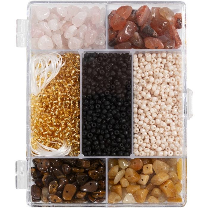 DIY Mix Smykker, Krystaller, str. 2,6-10 mm, hullstr. 0,8-1,2 mm, ass. farger, 1 pk.