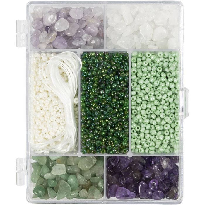 DIY Mix Smykker, Krystaller, str. 2,6-10 mm, hullstr. 0,8-1,2 mm, ass. farger, 1 pk.