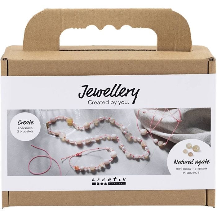 Mini DIY Kit Smykker, Halskjede og armbånd, pink, 1 pk.