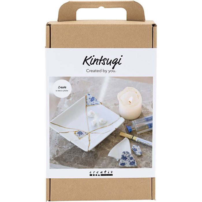 DIY Kit Kintsugi, Skål, blå, gull, hvit, 1 pk.