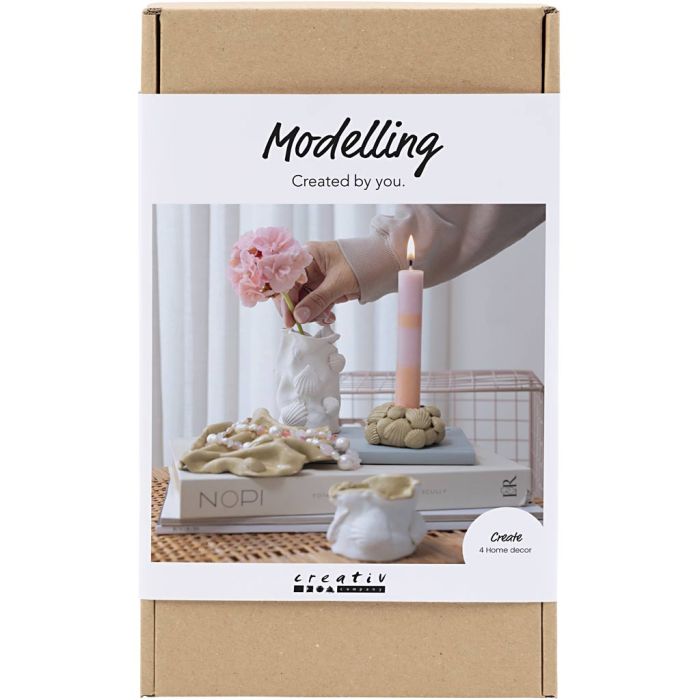 DIY Kit Modellering, Vaser og lysholdere, beige, elfenben, råhvit, 1 pk.
