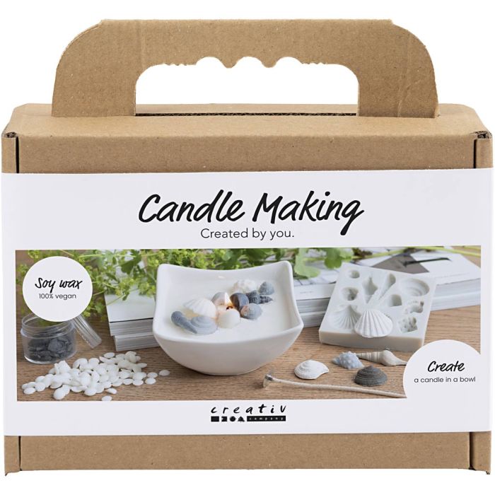 Mini DIY Kit Lysstøping, Skjell, grå, off white, 1 pk.