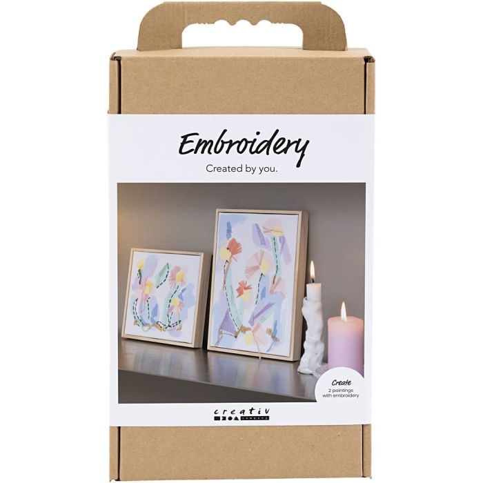 DIY Kit Brodering, Bilder, pastellfarger, 1 pk.