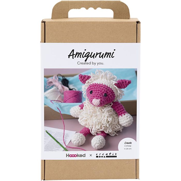 DIY Kit Amigurumi, Sau, pink, off white, 1 pk.