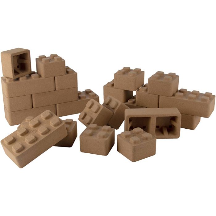 Dantoy byggeklosser i kork, str. 20x10x6 + 10x10x6 cm, 22 deler/ 1 pk.