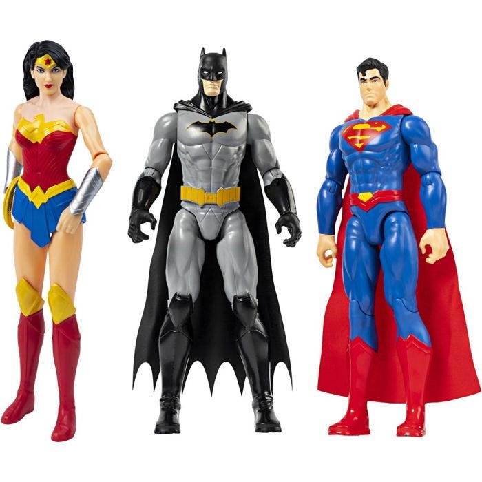 Superhelt actionfigur, Superhelter 3 ass., H: 30 cm, 3 stk./ 1 pk.