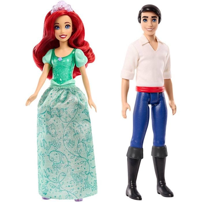 Disney-dukke, Ariel og prins Erik, H: 30 cm, 2 stk./ 1 pk.