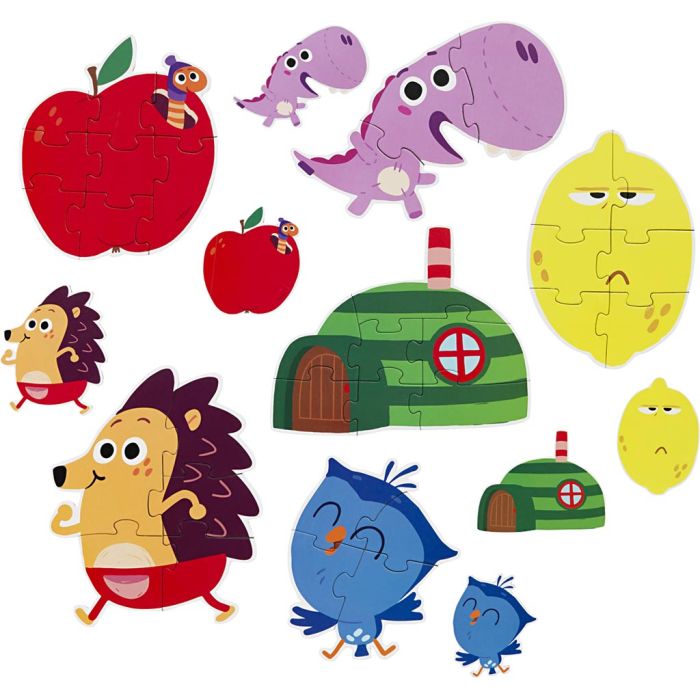 Pinnsvinet Børste puslespill, 3-8 brikker, 6 stk./ 1 pk.