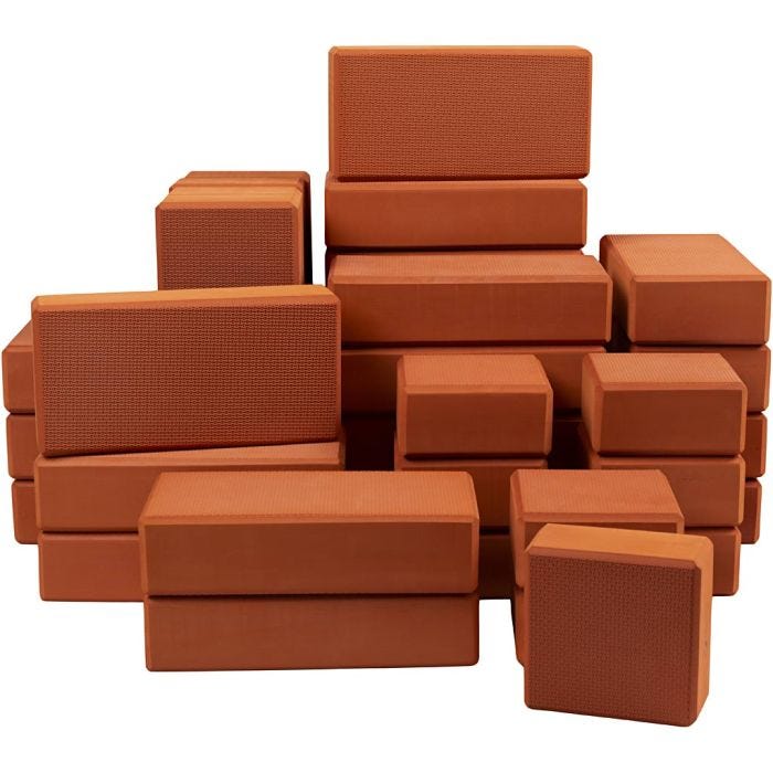 Myke byggeklosser, H: 6 cm, L: 12+24 cm, B: 12 cm, terrakotta, 55 stk./ 1 pk.