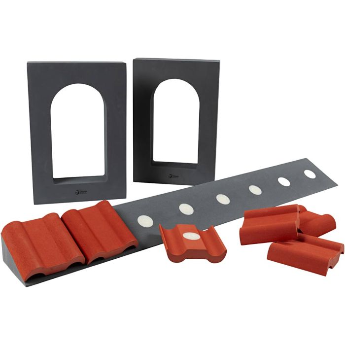 Vinduer, takstein og stolper, H: 3 cm, L: 12 cm, B: 12 cm, 1 stk.