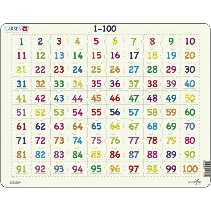 Lær å telle puslespill, str. 36,5x28,5 cm, 100 brikker, 1 stk.