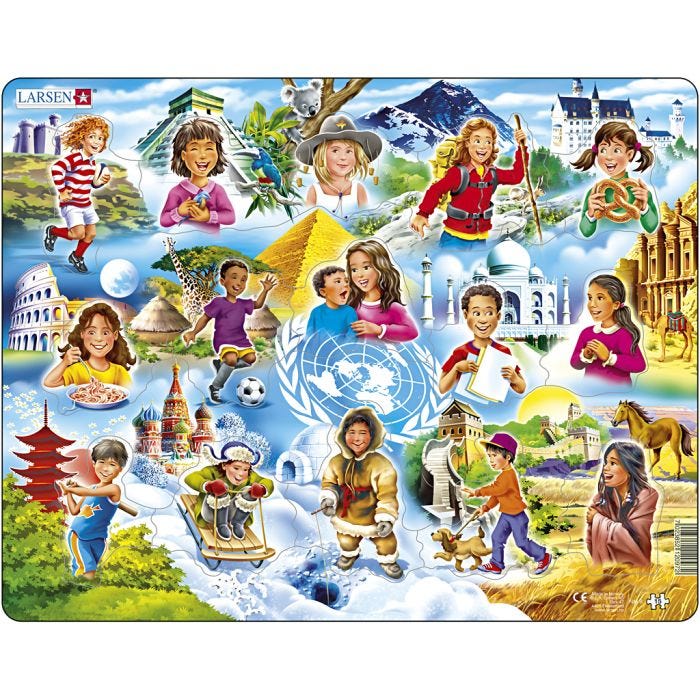 Puslespill, Verden, str. 28,5x36,5 cm, 15 brikker, 1 stk.