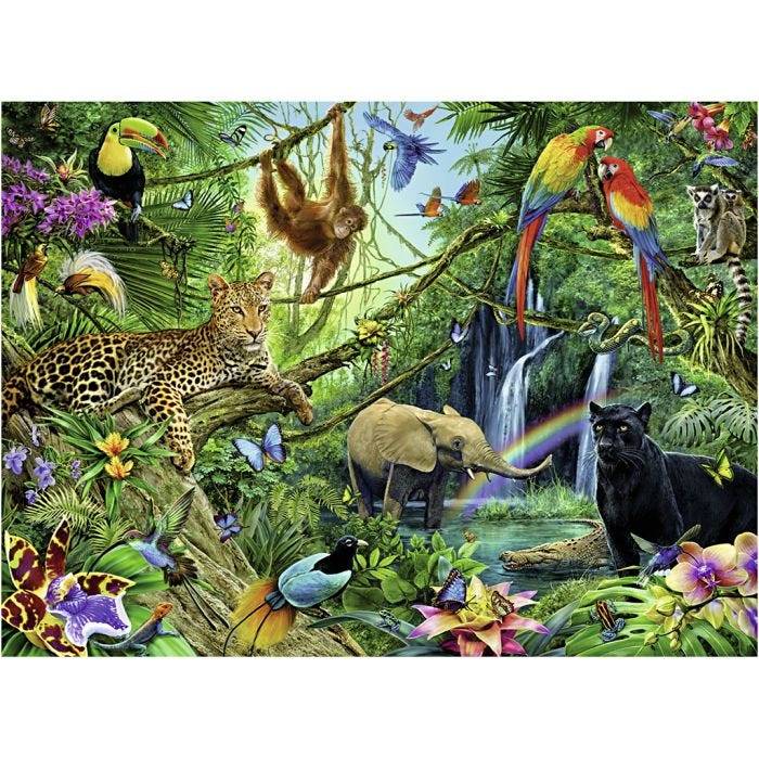 Puslespill jungel, str. 49x36 cm, 200 brikker, 1 stk.