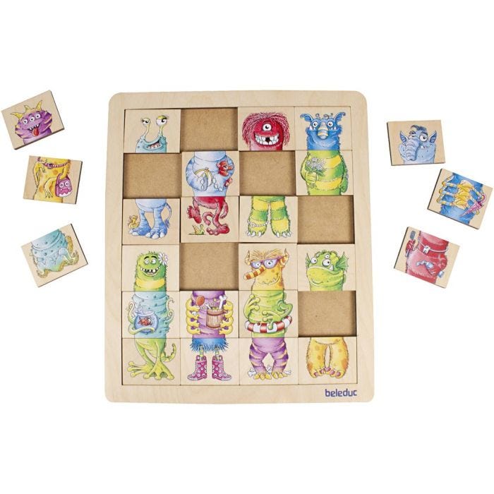 beleduc Match og Mix Puslespill, Monstre, str. 28,9x33,6 cm, 24 brikker, 1 stk.