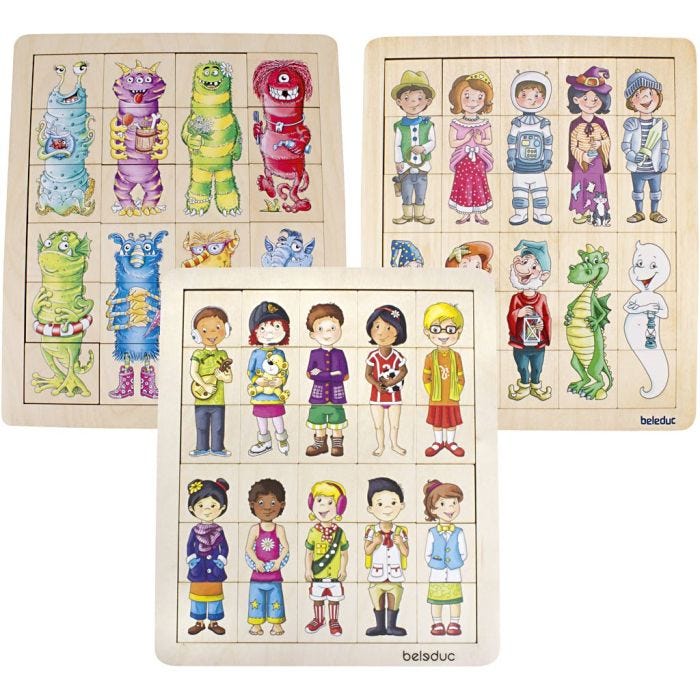 beleduc Match og Mix Puslespill, str. 28,9x33,6 cm, 20 brikker, 3 stk./ 1 pk.