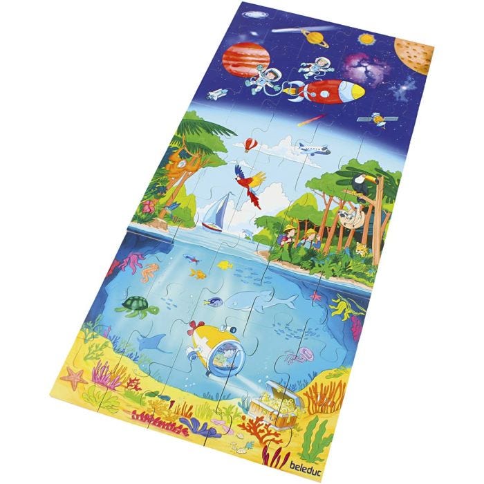beleduc Gulvpuslespill av tre, Dyphavsuniverset, str. 29,8x63 cm, 45 brikker, 1 stk.