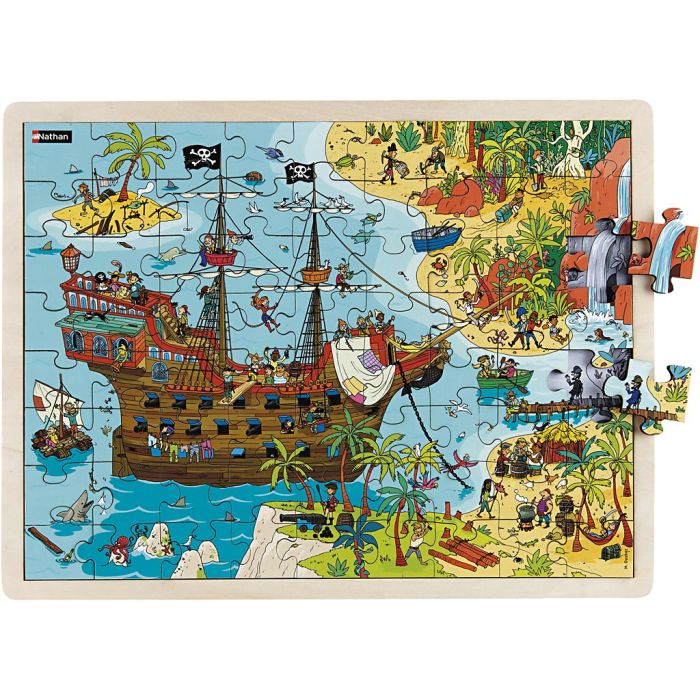 Nathan Puslespill av tre, Sjørøvere, str. 42x32 cm, 72 brikker, 1 stk.