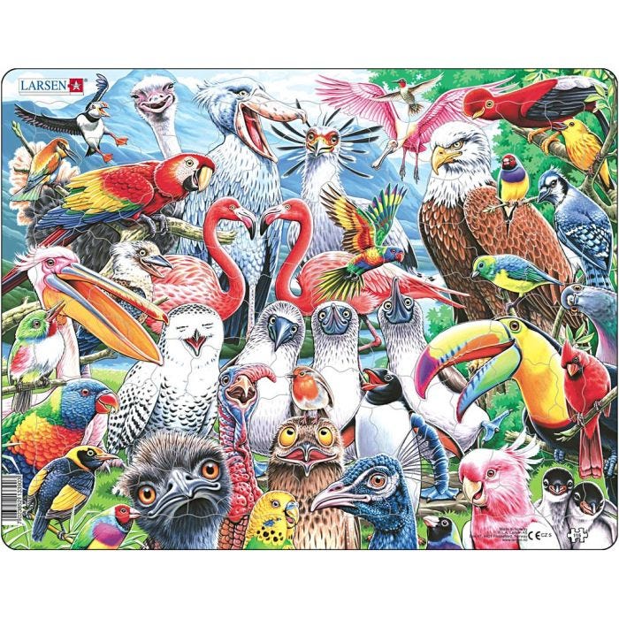 Puslespill, Verdens fugler, L: 36,5, B: 28,5 cm, 115 deler/ 1 stk.