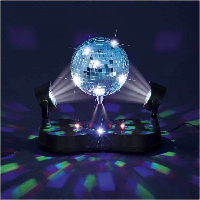 Diskokule med LED-lys, 13 cm, 1 stk.