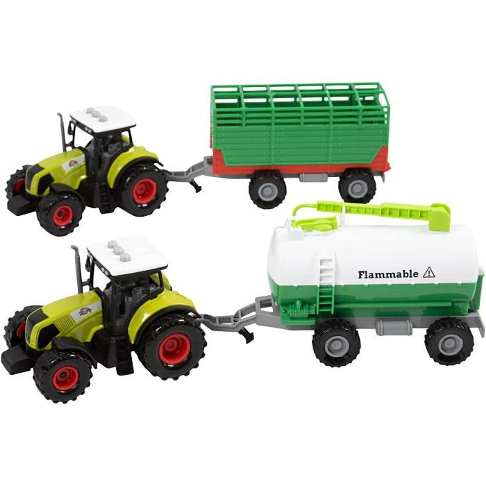 Traktor med lys og lyd, L: 35 cm, str. 1:32, Innhold kan variere , 4 deler/ 1 pk.