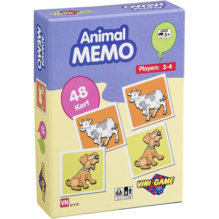 Dyrememo, 48 brikker, 1 stk./ 1 pk.