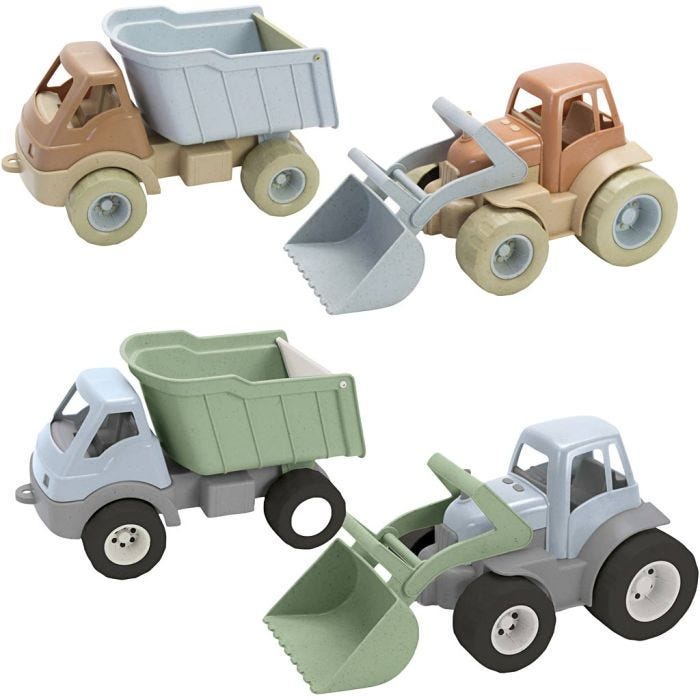 dantoy BIO Kjøretøyer, H: 10 cm, dia. 7 cm, str. 34,5x17,5x19 cm, 4 stk./ 1 pk.