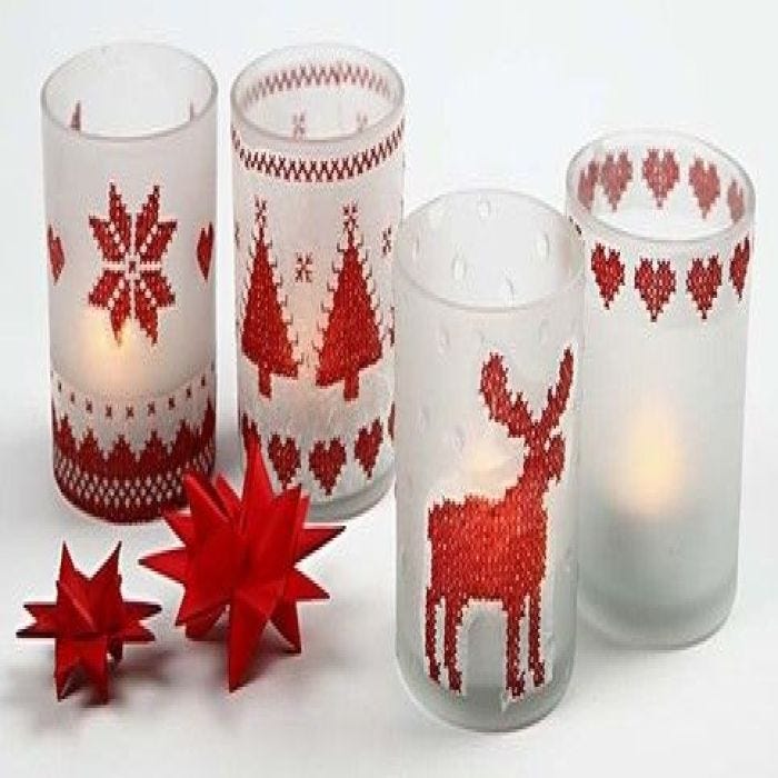 Lysglass med serviettdecoupage