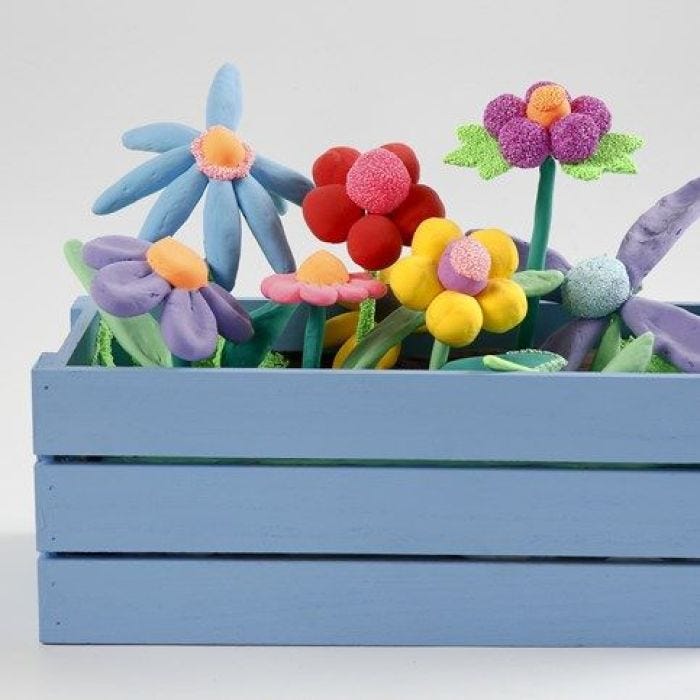 Altankasse med blomster av Silk Clay og Foam Clay