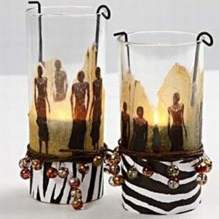 Lysglass med serviettdecoupage
