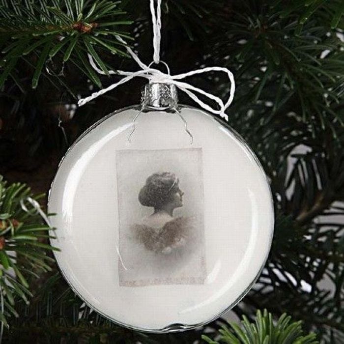 Flat glasskule med decoupage