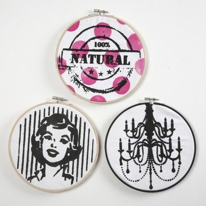 Stensiltrykk i broderirammer