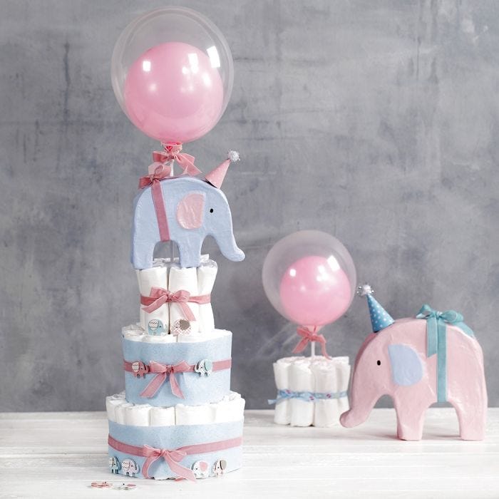 Bleiekake med elefant og ballonger