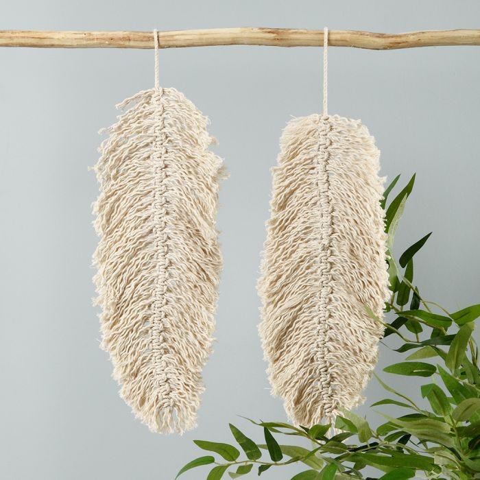 Macrame oppheng formet som blad