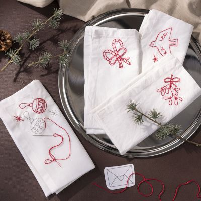Juleservietter med broderi