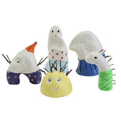 Taktile miniatyrskulpturer laget av selvherdende leire
