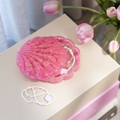 Klar bio-resin-støpt skjellform med lokk med marmoreringseffekt