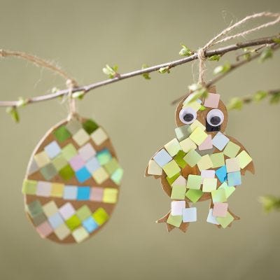 Påskekylling og påskeegg med mosaikk