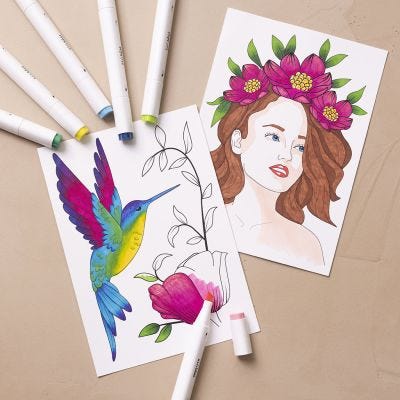Start DIY Kit: Lær å fargelegge med tusjer
