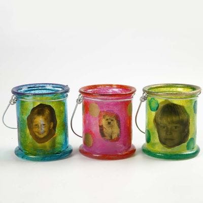 Glassdecoupage på lanterner