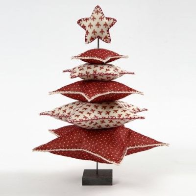 Juletre av filtstjerner på metallstang med fot