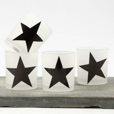 Lysglass med stjerner av designpapir