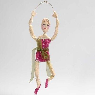 Ballerina av bonzaitråd i gull med pulp