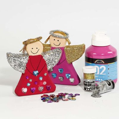 Engel av malt papp - pyntet med rhinsten