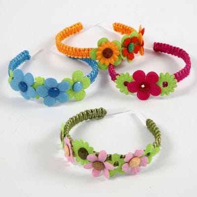 Hårbøyle med filtblomst og cabochoner