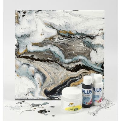 Fluid art på malerlerret med hobbymaling og Pouring-Fluid