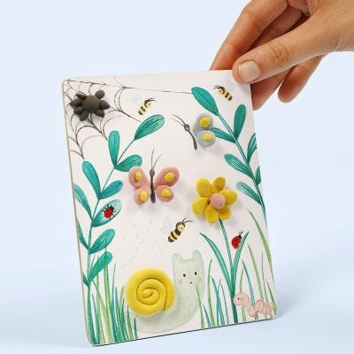 Bilde med naturmotiv dekorert med Silk Clay