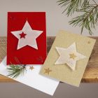 Julekort i glitter med stjerneoppheng av pergamentpapir