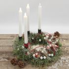 Adventskrans med naturpynt og LED lys