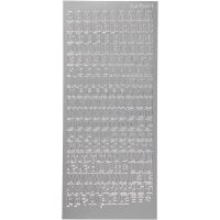 Stickers, bokstaver, 10x23 cm, sølv, 1 ark